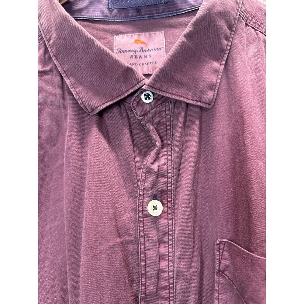 Tommy Bahama Jeans‎ Mens Burgundy Tencel Cotton Button Down Casual Shirt XXL